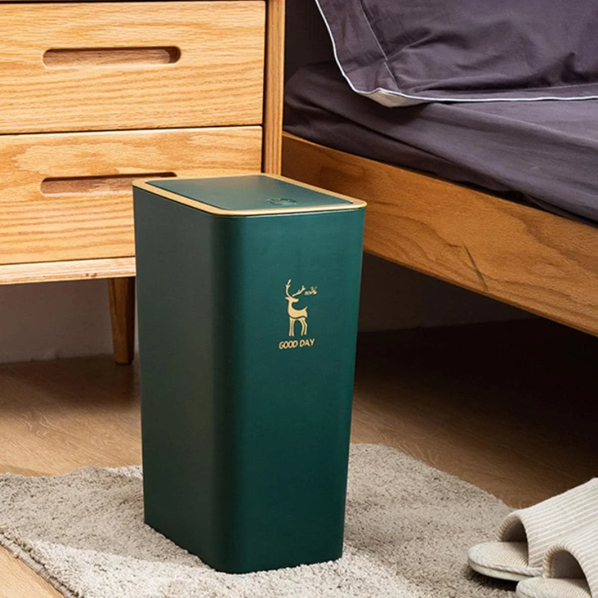 Nordic Style Rectangular Trash Can with Lid - Image 11