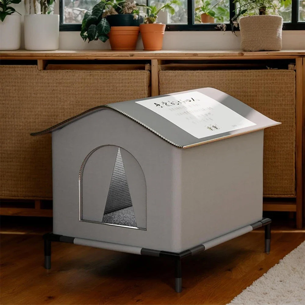 Outdoor Waterproof Cat House with Mat – Foldable Winter Shelter for Cats & Small Dogs - Image 5