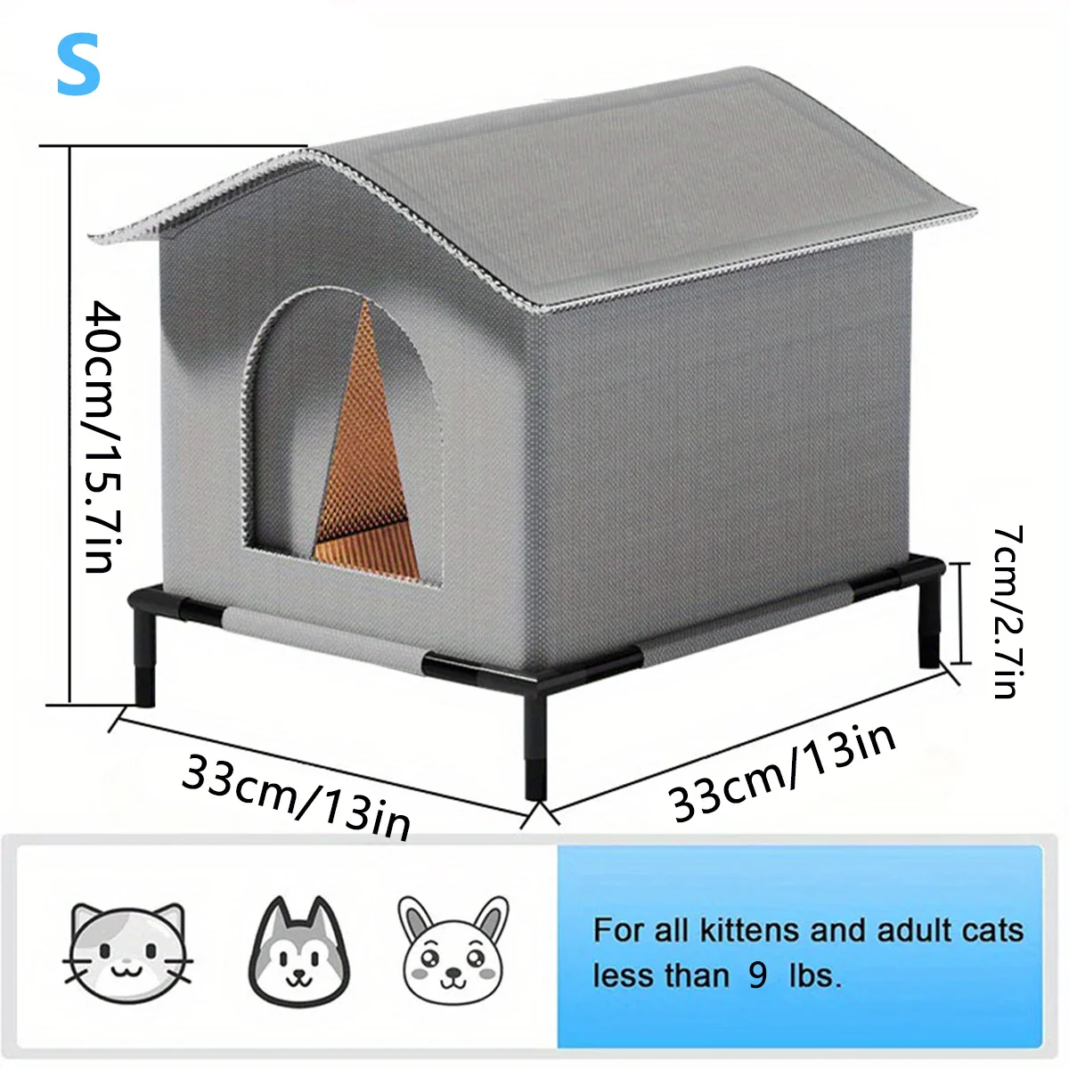 Outdoor Waterproof Cat House with Mat – Foldable Winter Shelter for Cats & Small Dogs - Image 7