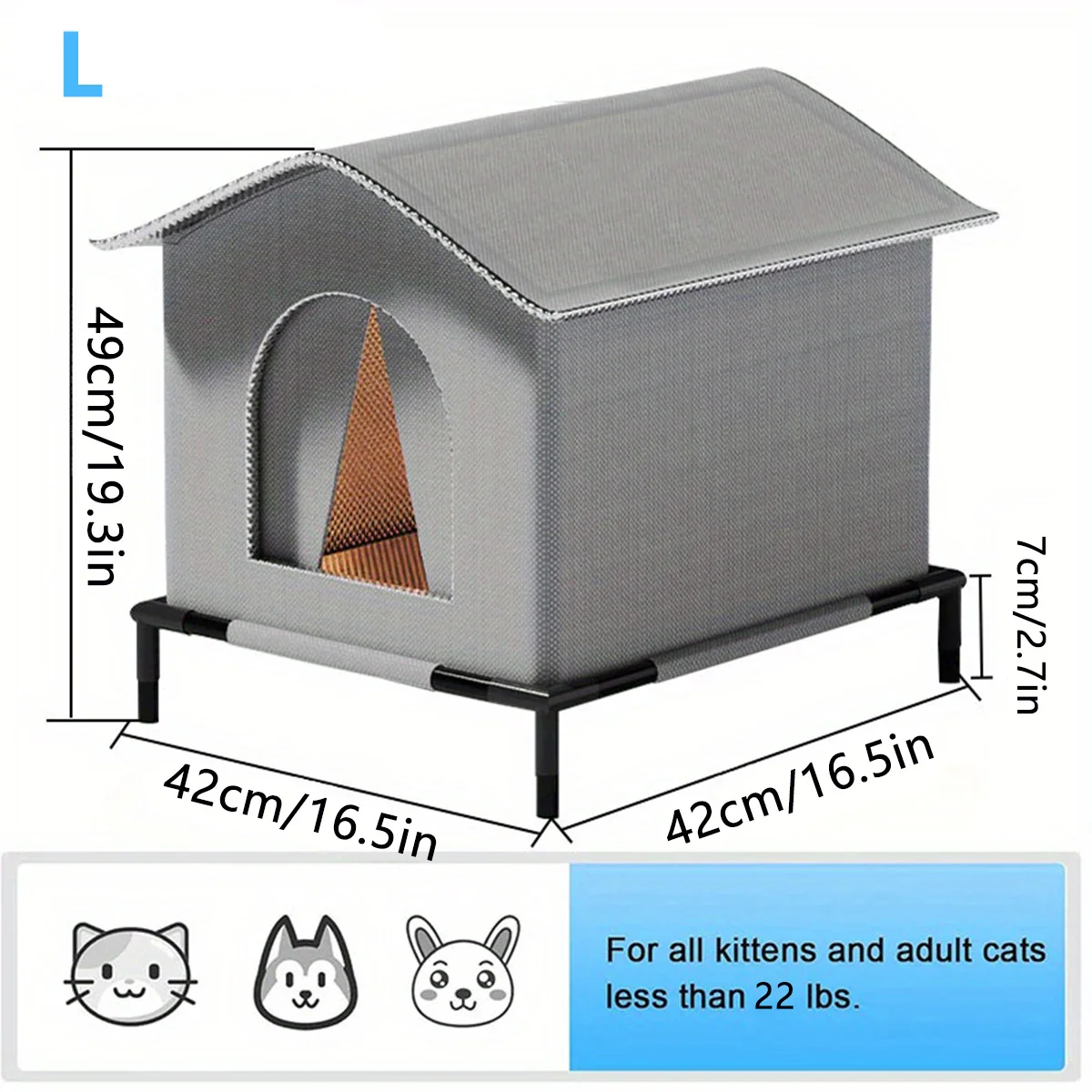 Outdoor Waterproof Cat House with Mat – Foldable Winter Shelter for Cats & Small Dogs - Image 8