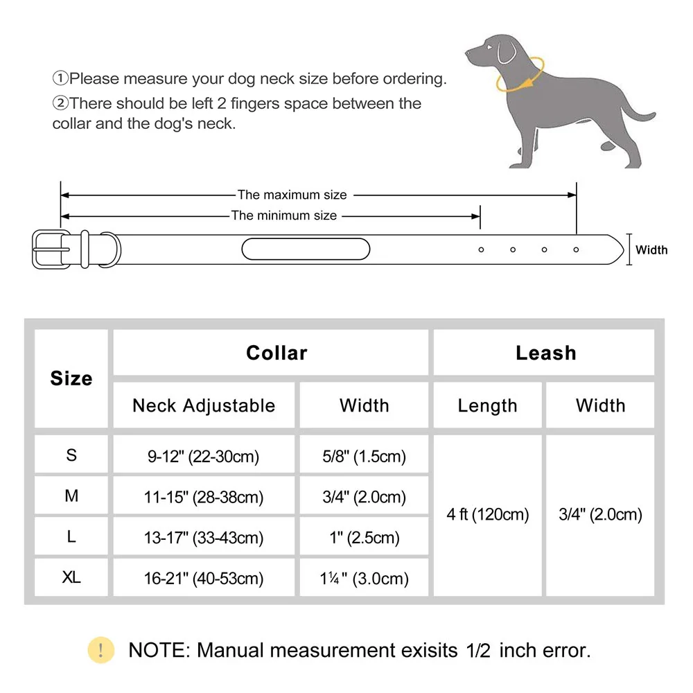 Personalised PU Leather Dog Collar and Leash Set with Custom ID Nameplate - Image 6