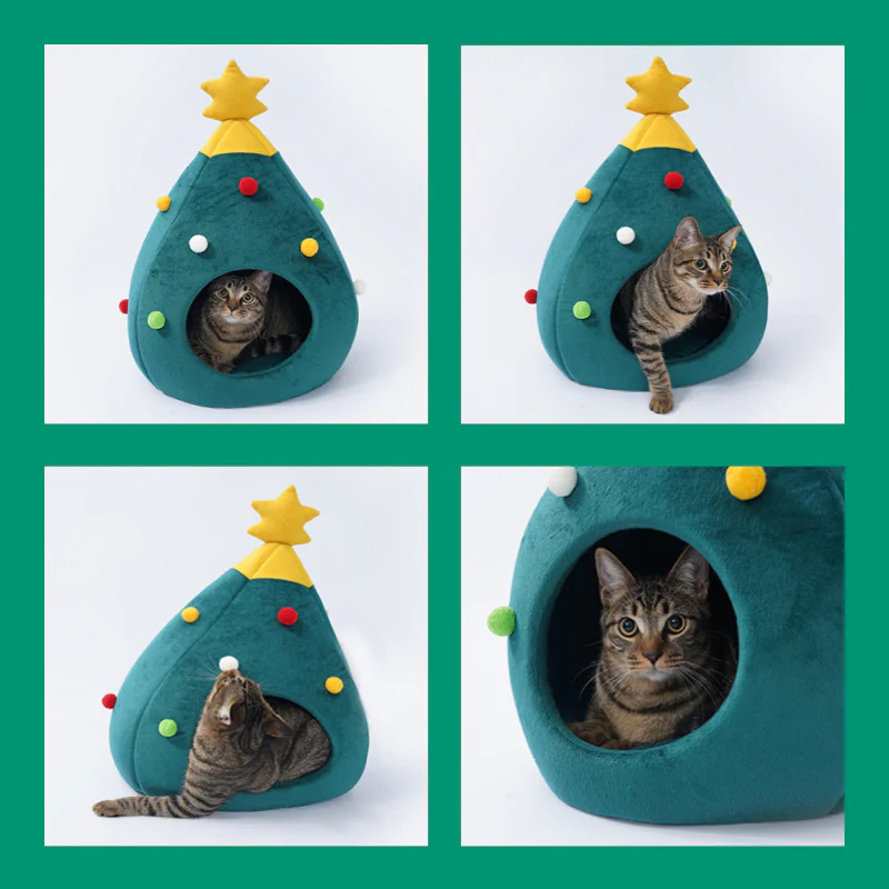 Pet Christmas Tree Cat Bed Kennel Felt - Image 3