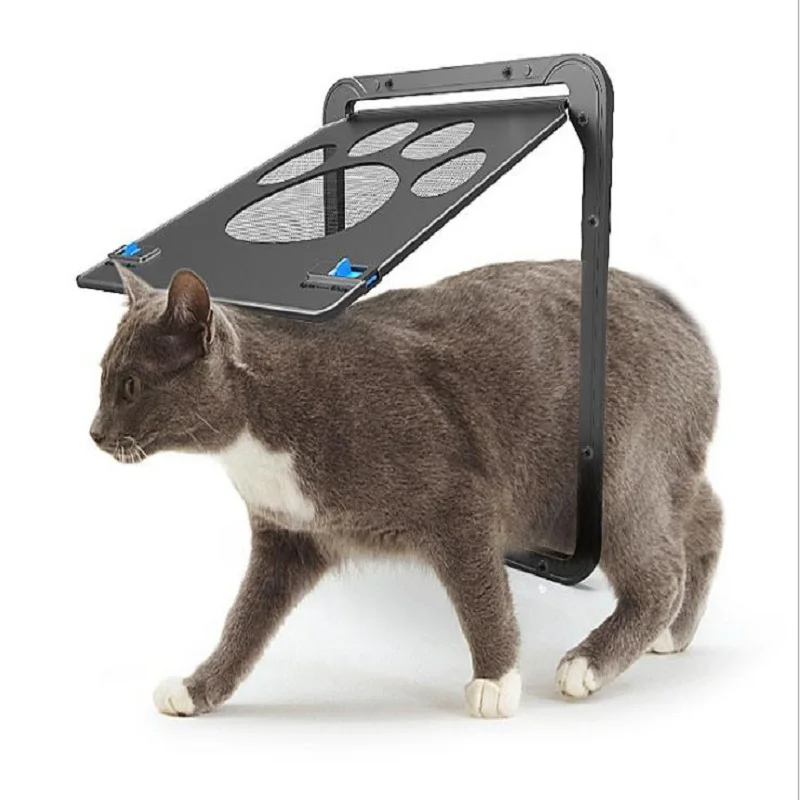 Pet Door Safety Lockable Magnetic Screen with Dog Paw Print Design - Image 2