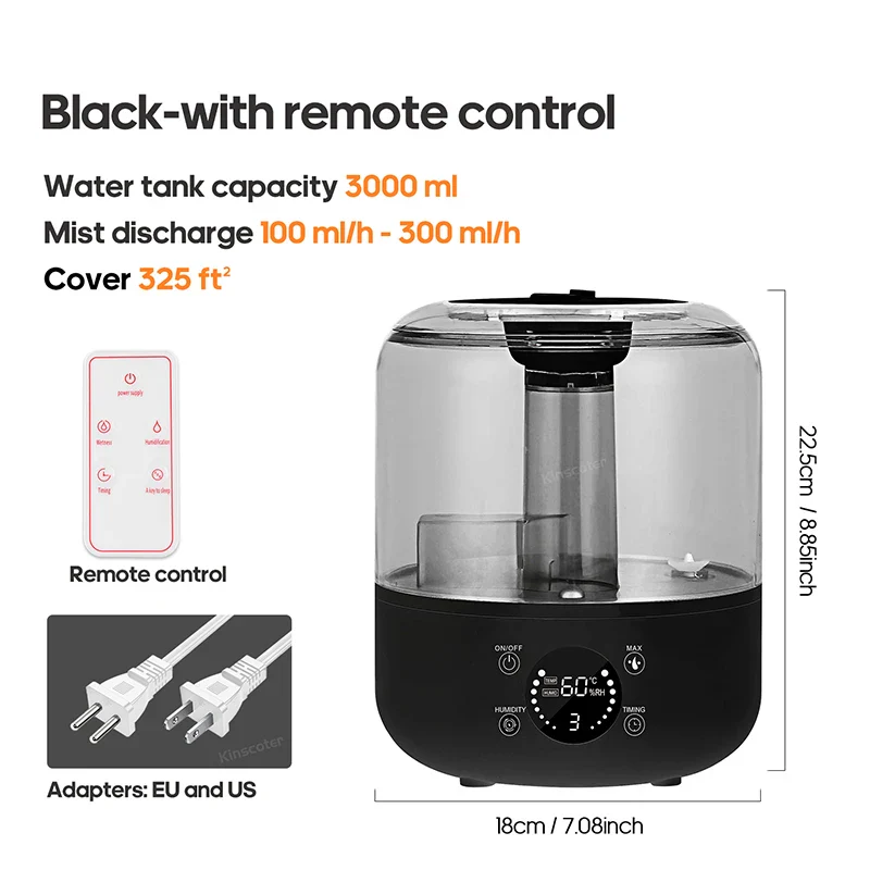 Professional 3L Air Humidifier with Remote Control Timer - Image 7