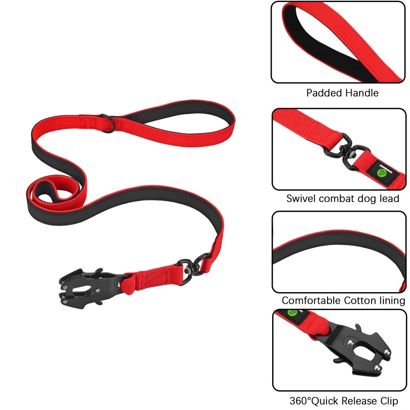 Quick Release Military Traffic Dog Leash with Heavy Duty Nylon Collar - Image 4