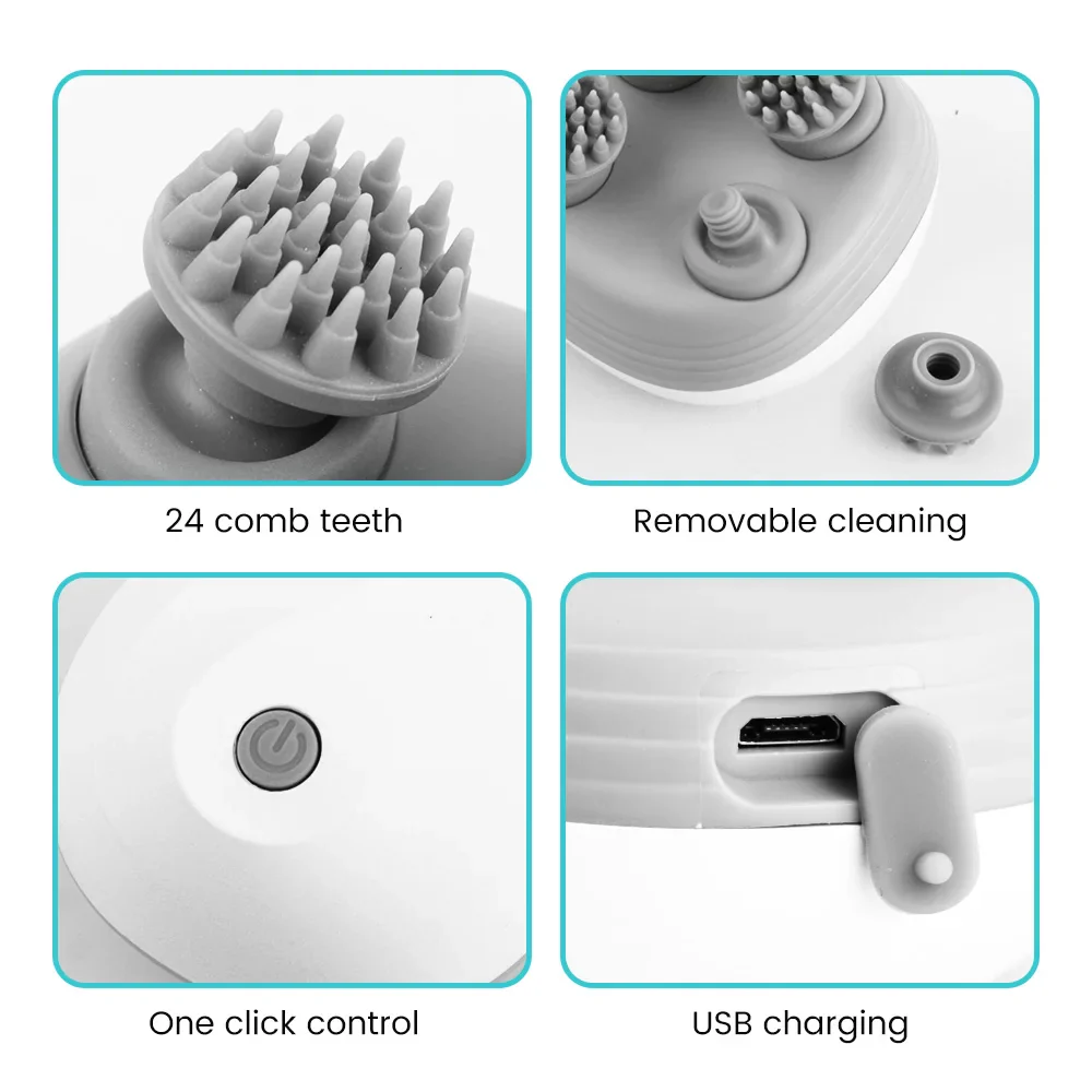 Rechargeable 4-Head Electric Scalp & Body Massager - Image 6