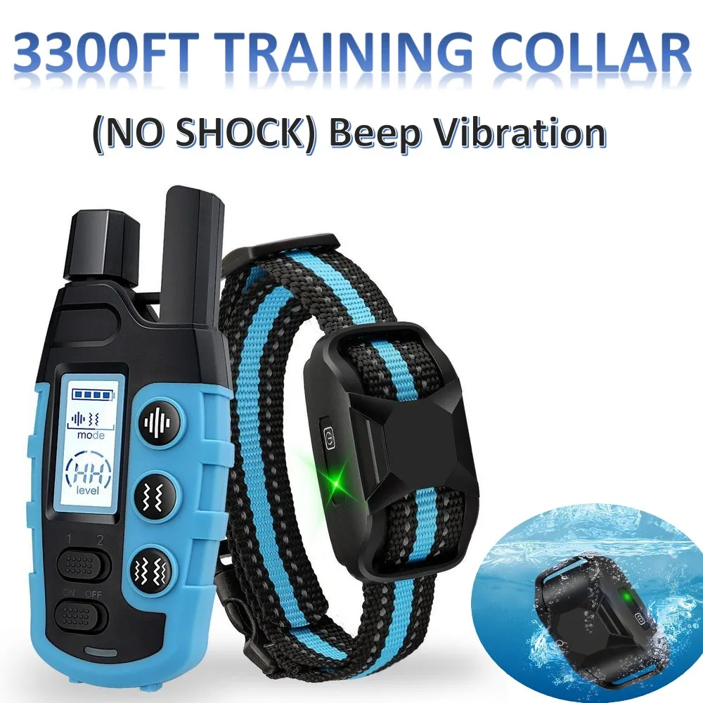 Rechargeable No-Shock and Waterproof Dog Training Collar with Beep and Vibration Modes