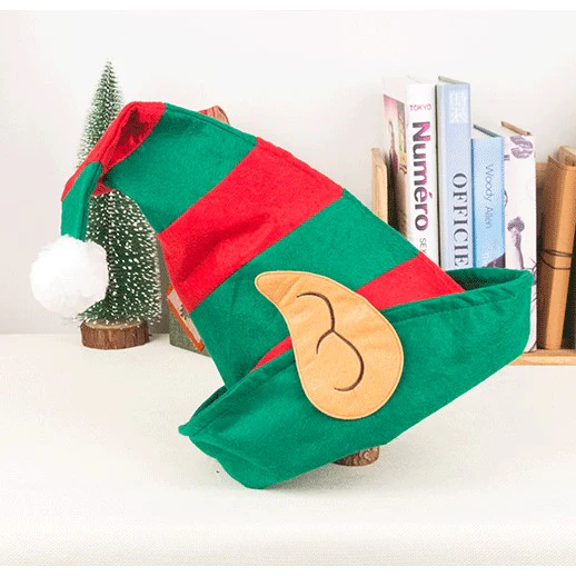 Red And Green Striped Hat Christmas Party Decoration - Image 3