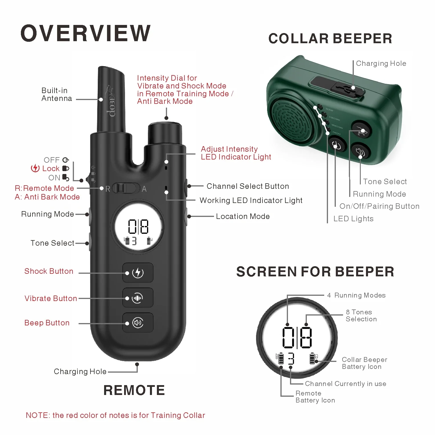 Remote-Controlled Dog Collar with Beeper for Hunting and Training - 800M Range - Image 2