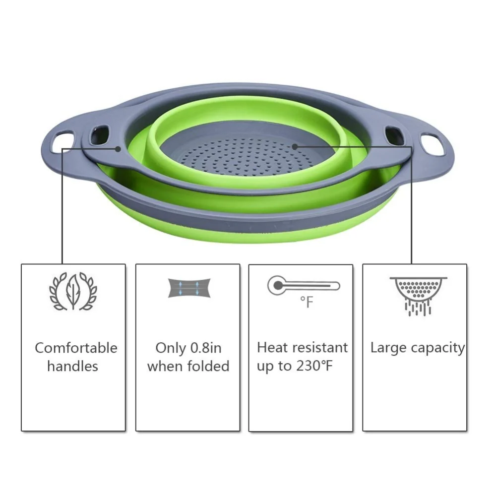 Round Collapsible Fruits Vegetables Strainer - Image 3