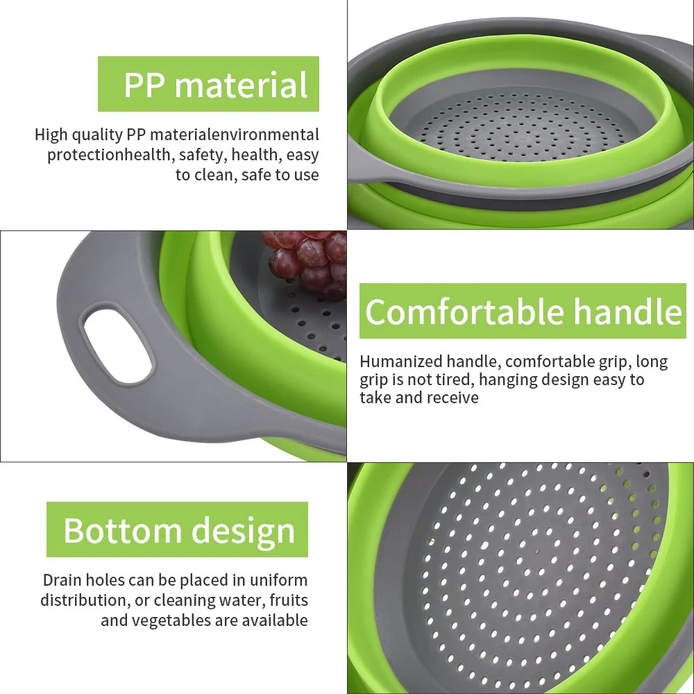 Round Collapsible Fruits Vegetables Strainer - Image 4