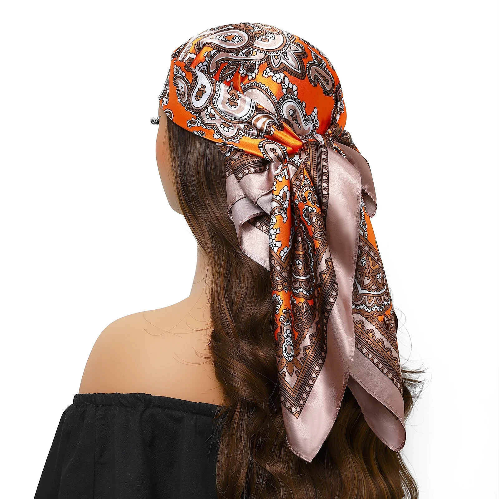 Silk Satin Square Head Scarf - Image 31