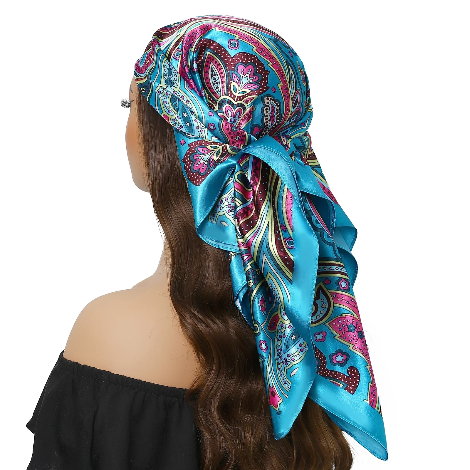 Silk Satin Square Head Scarf - Image 34