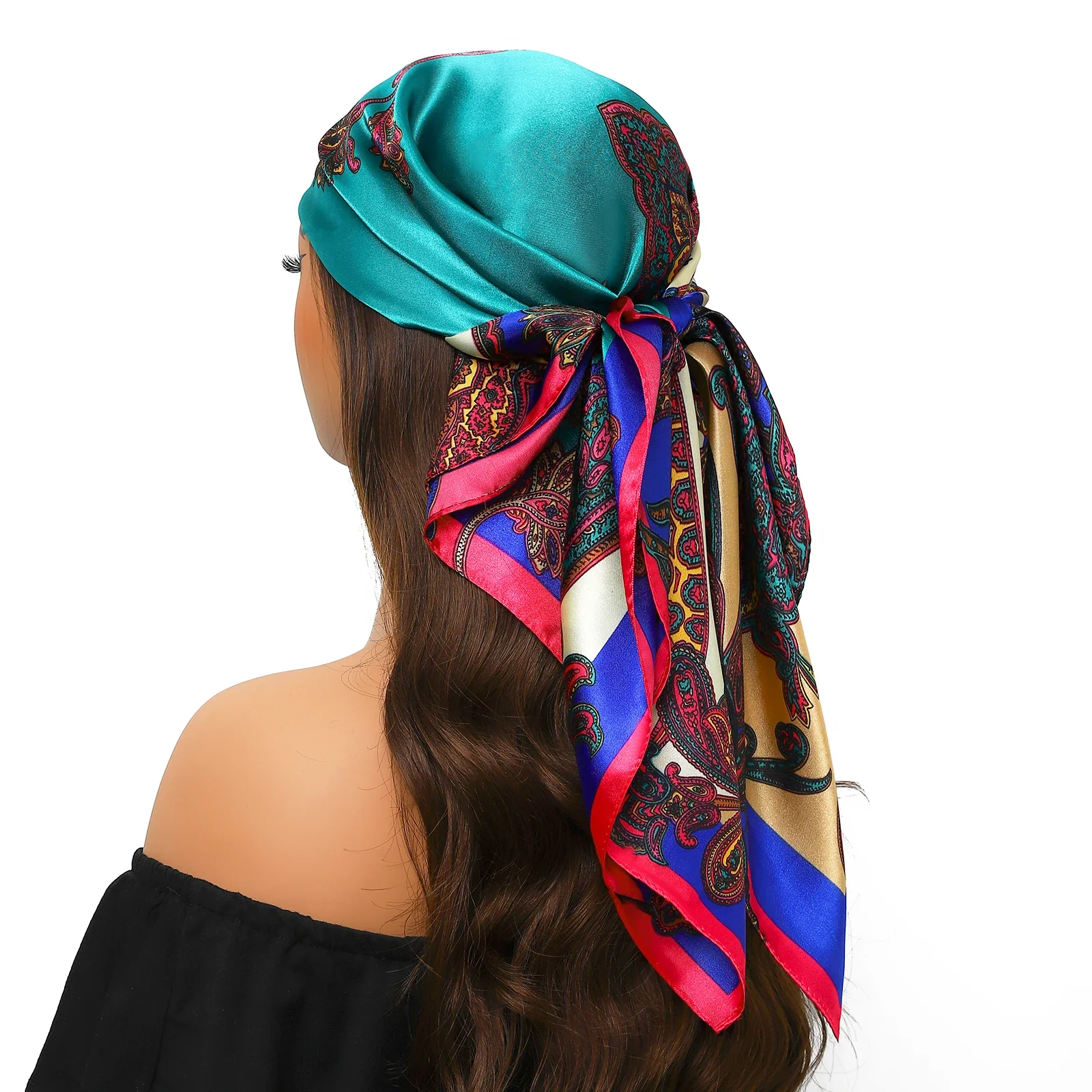 Silk Satin Square Head Scarf - Image 4