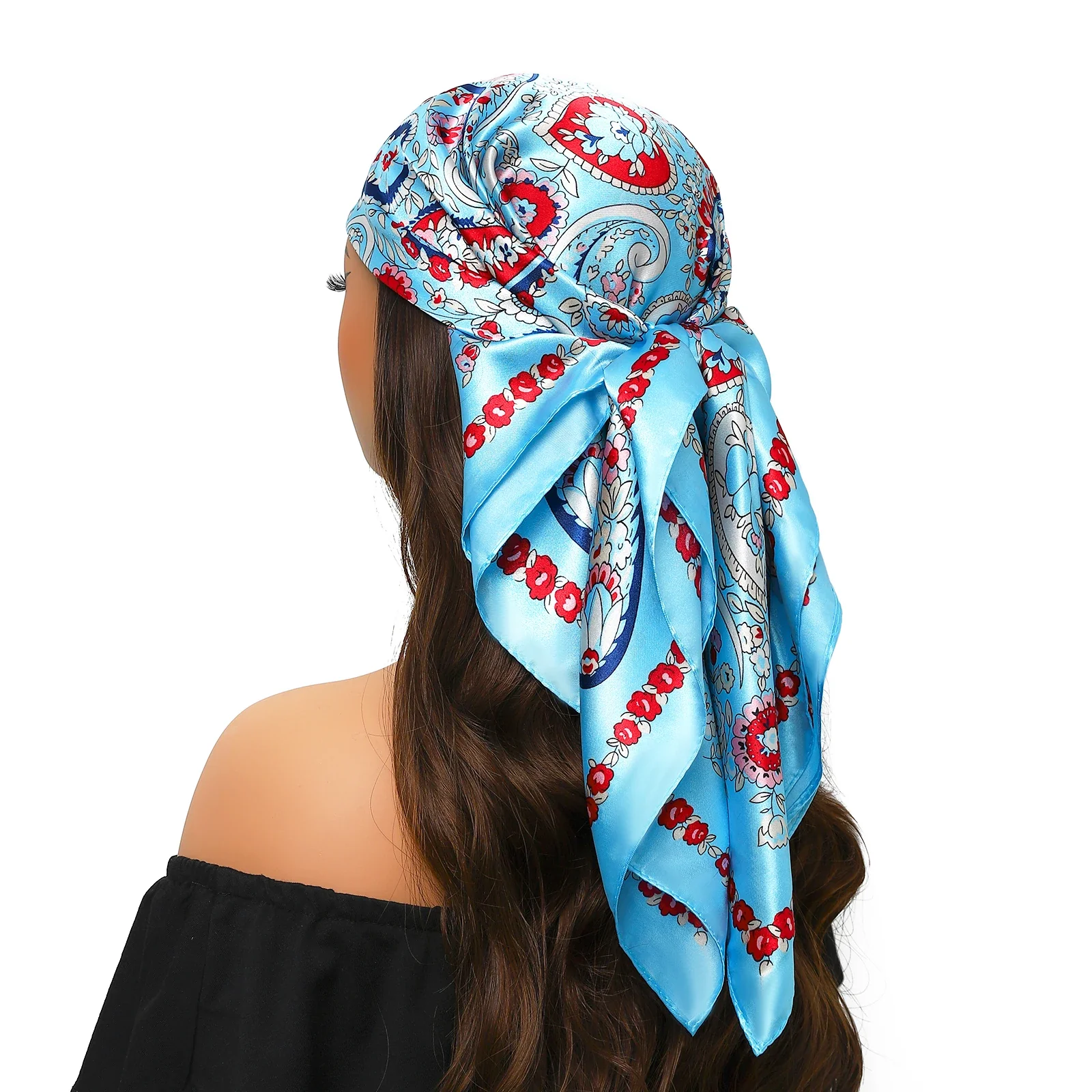 Silk Satin Square Head Scarf - Image 46
