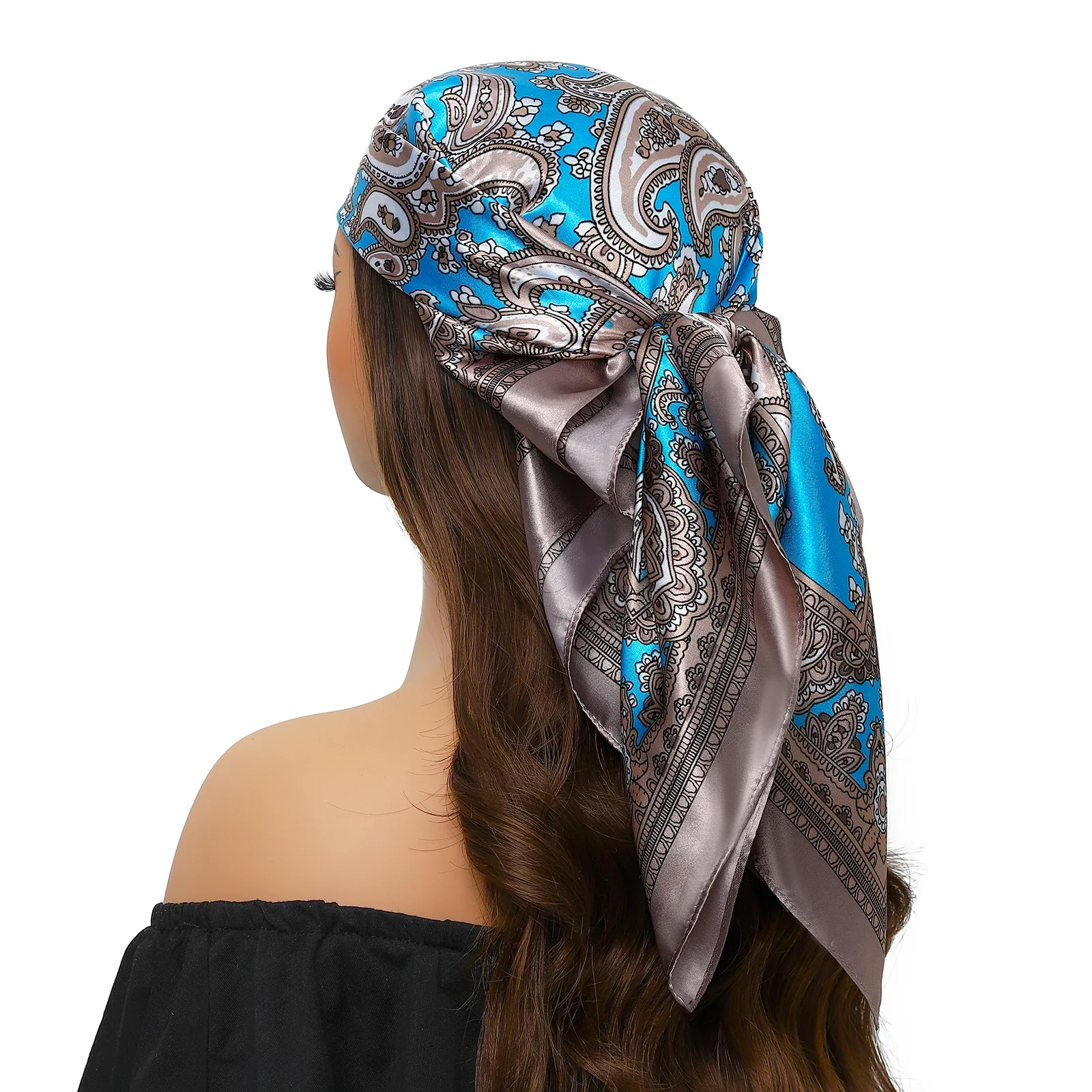 Silk Satin Square Head Scarf - Image 51
