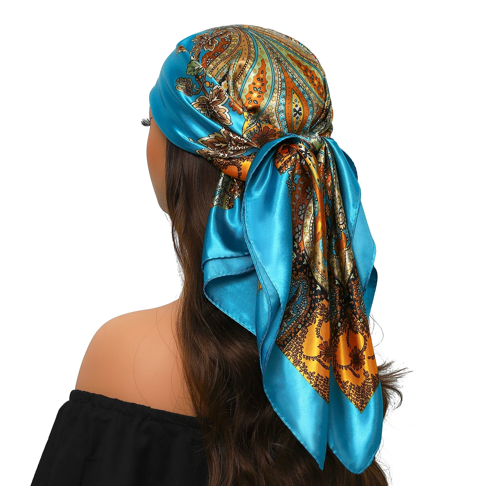 Silk Satin Square Head Scarf - Image 60