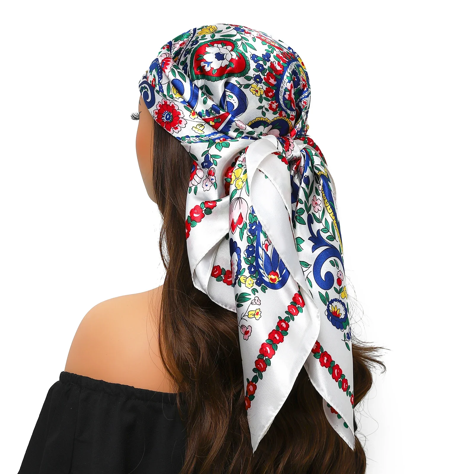 Silk Satin Square Head Scarf - Image 61
