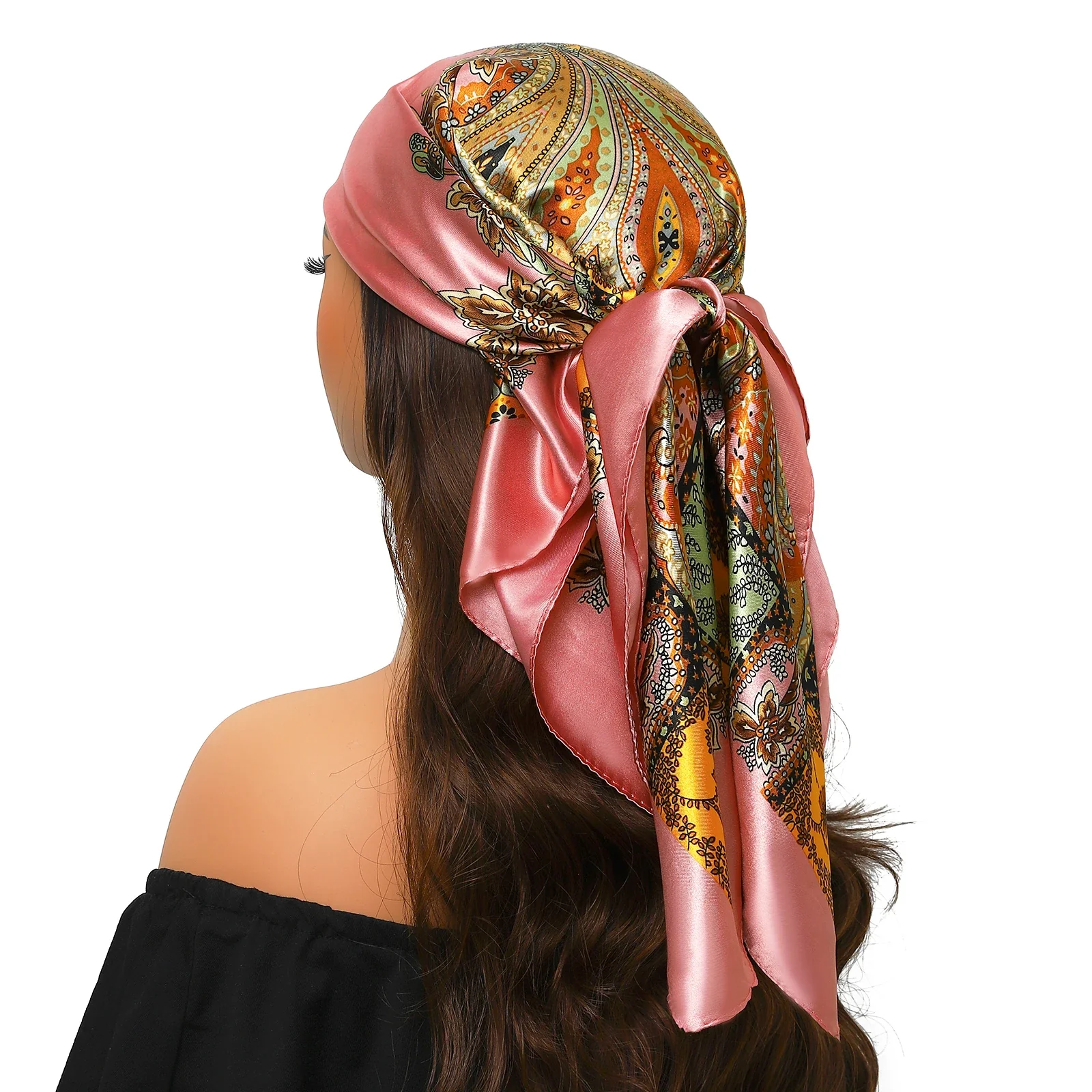 Silk Satin Square Head Scarf - Image 65