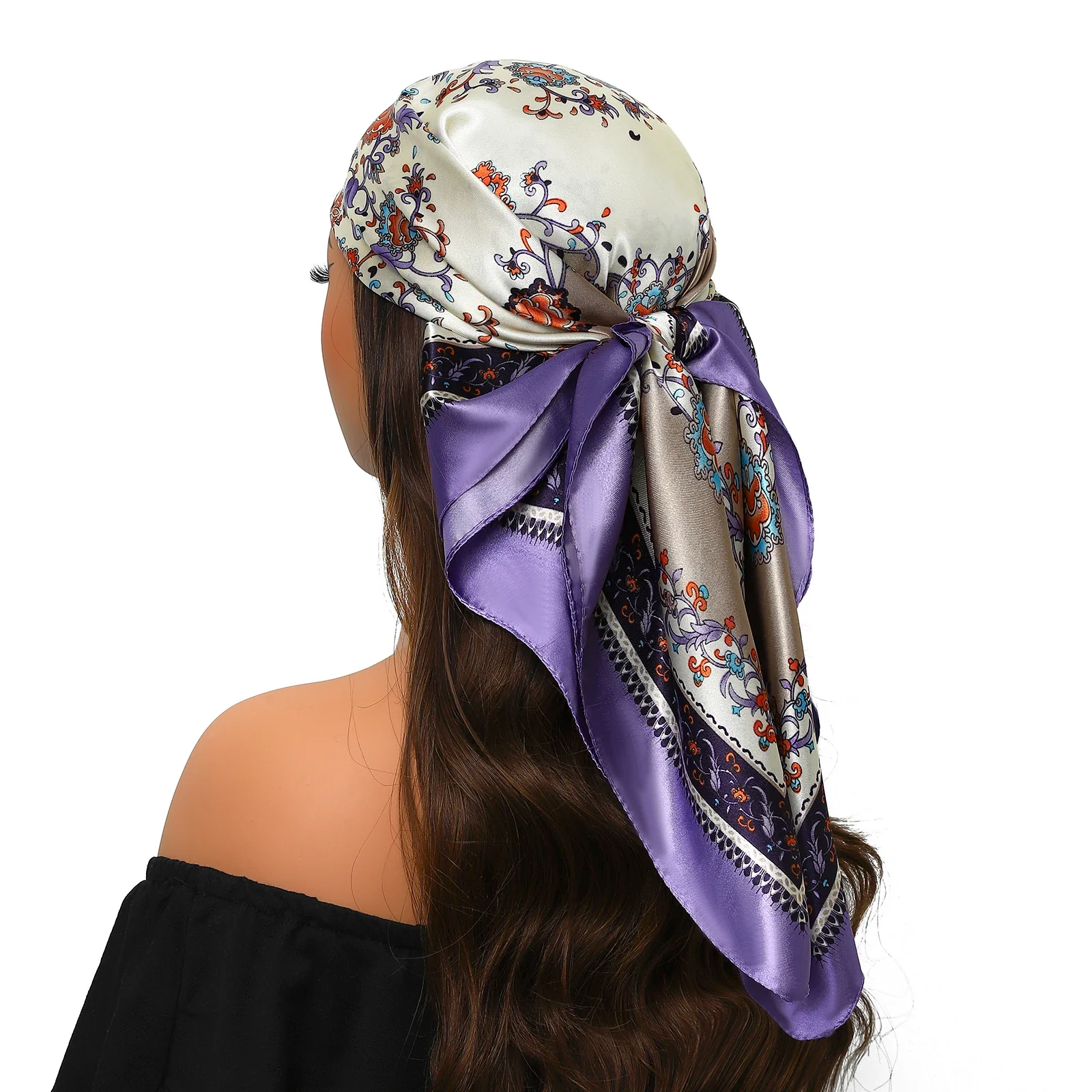 Silk Satin Square Head Scarf - Image 70