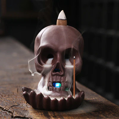Halloween Skull Head Backflow Incense Burner Diffuser Home Decoration - Image 4