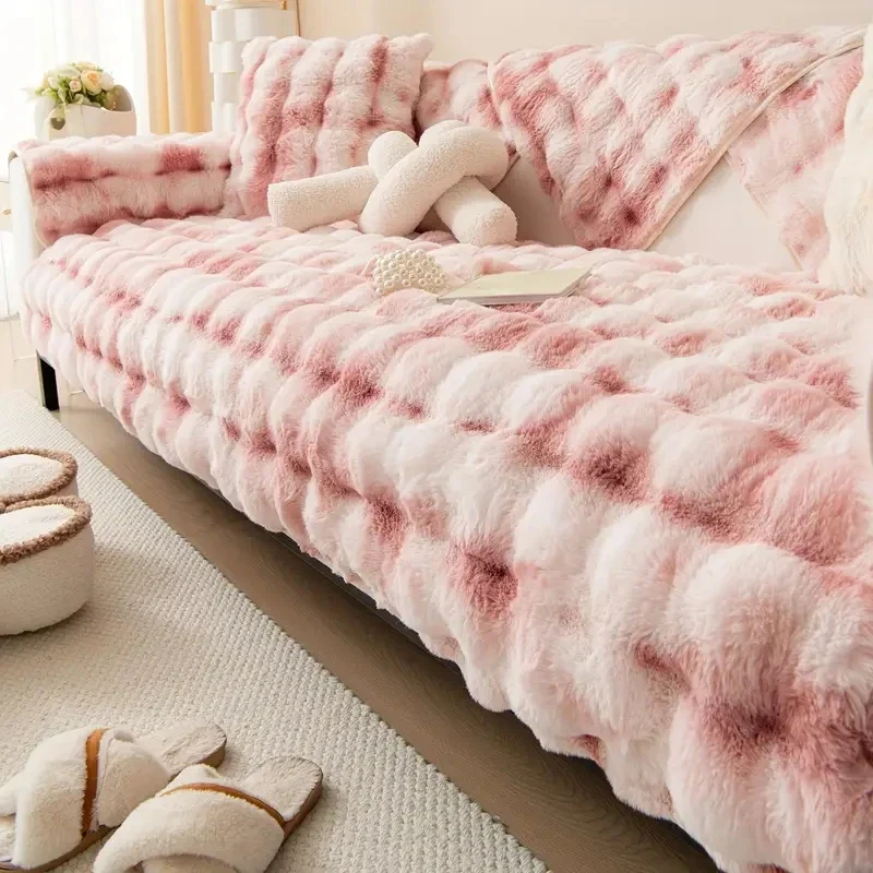 SofaSnug - Cosy Plush Solid Colour Non-Slip Couch Cover - Image 4