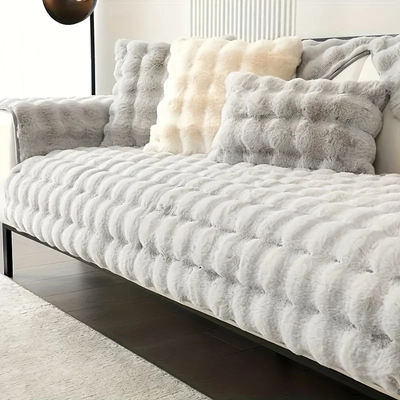 SofaSnug - Cosy Plush Solid Colour Non-Slip Couch Cover - Image 8