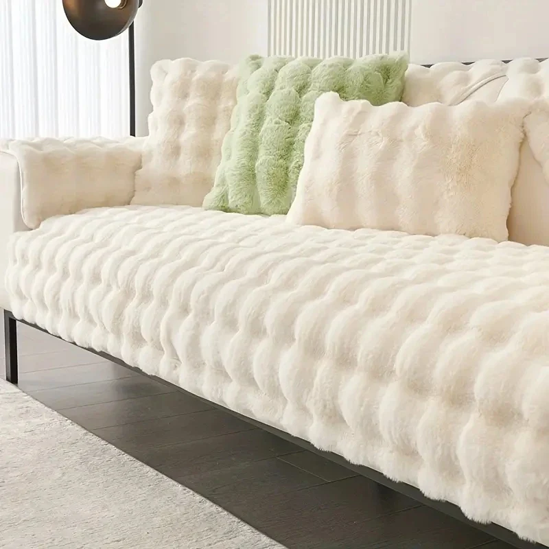 SofaSnug - Cosy Plush Solid Colour Non-Slip Couch Cover - Image 5