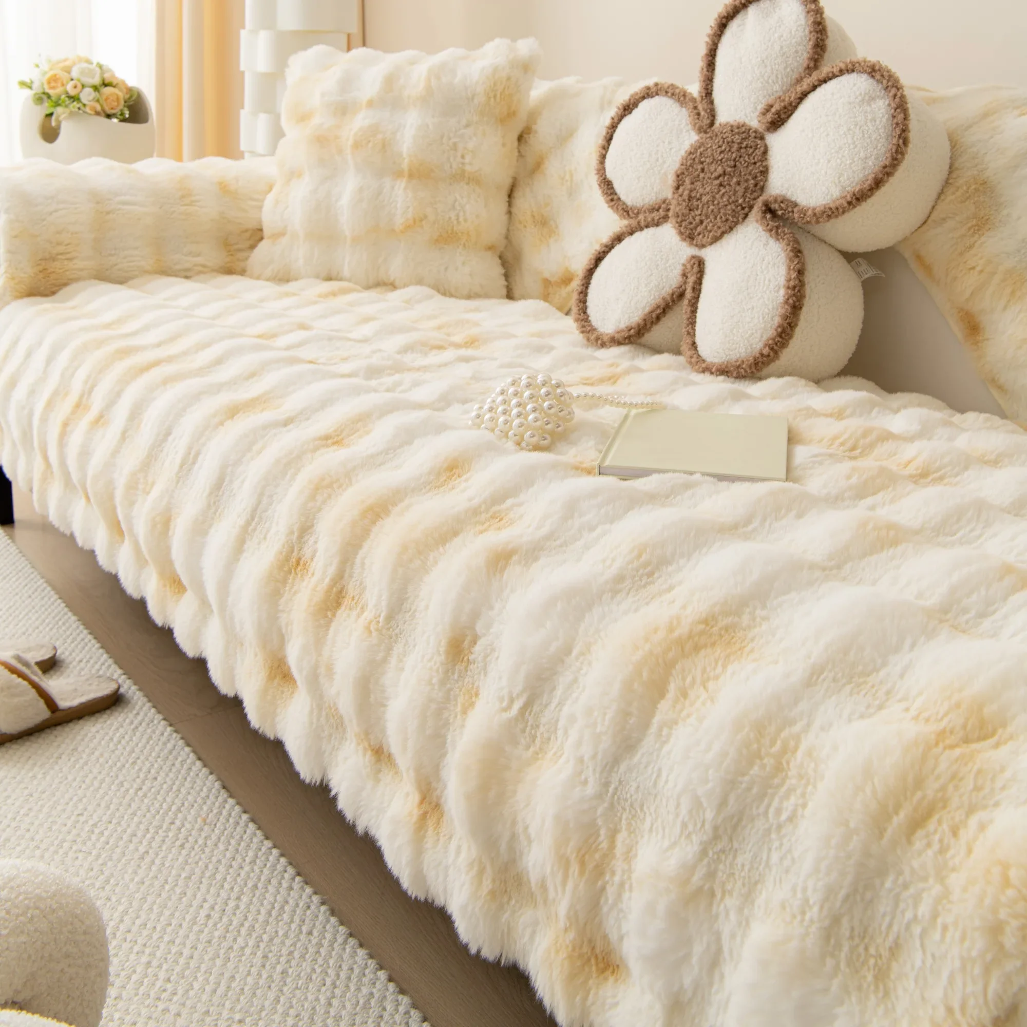 SofaSnug - Cosy Plush Solid Colour Non-Slip Couch Cover - Image 8