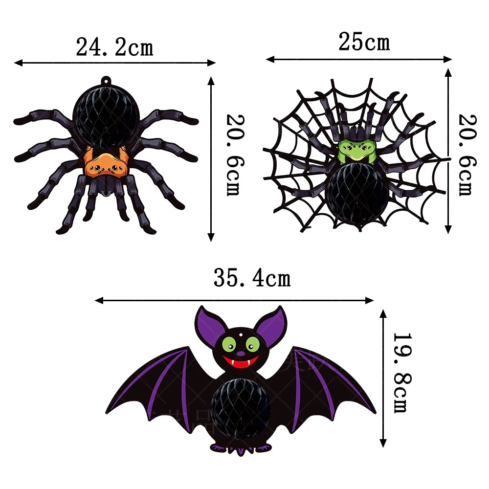 Spider Bat Honeycomb Ball Hanging Ornament Pendant - Image 4