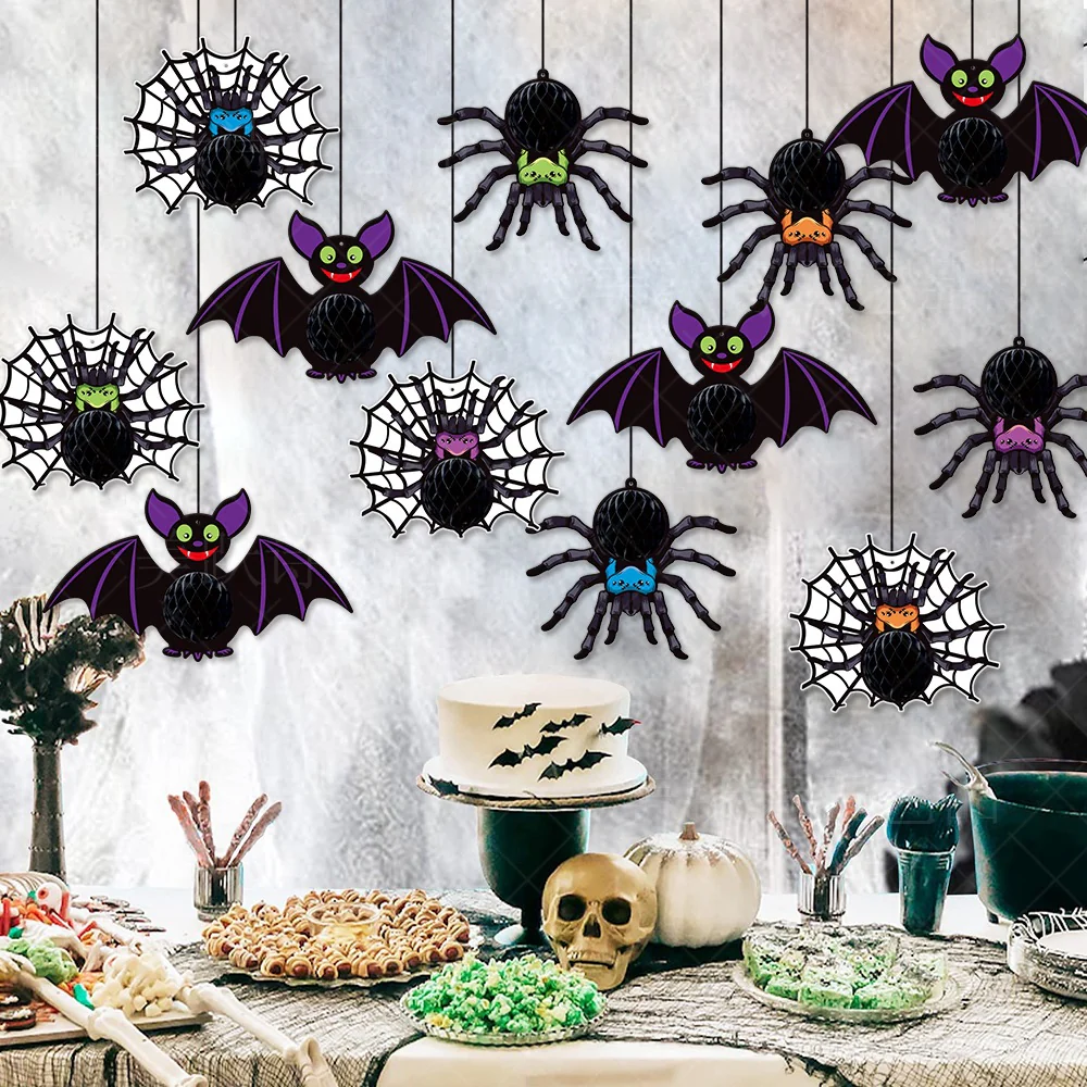 Spider Bat Honeycomb Ball Hanging Ornament Pendant - Image 6