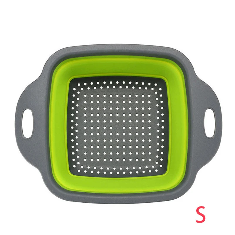 Square Collapsible Colander Silicone Kitchen Food Vegetable Fruit Strainer - Image 7