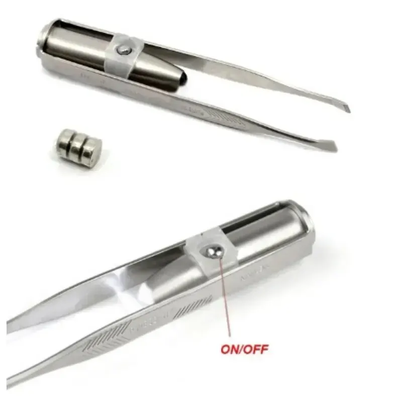 Stainless Steel Precision Eyebrow Tweezers with LED Light - Image 4