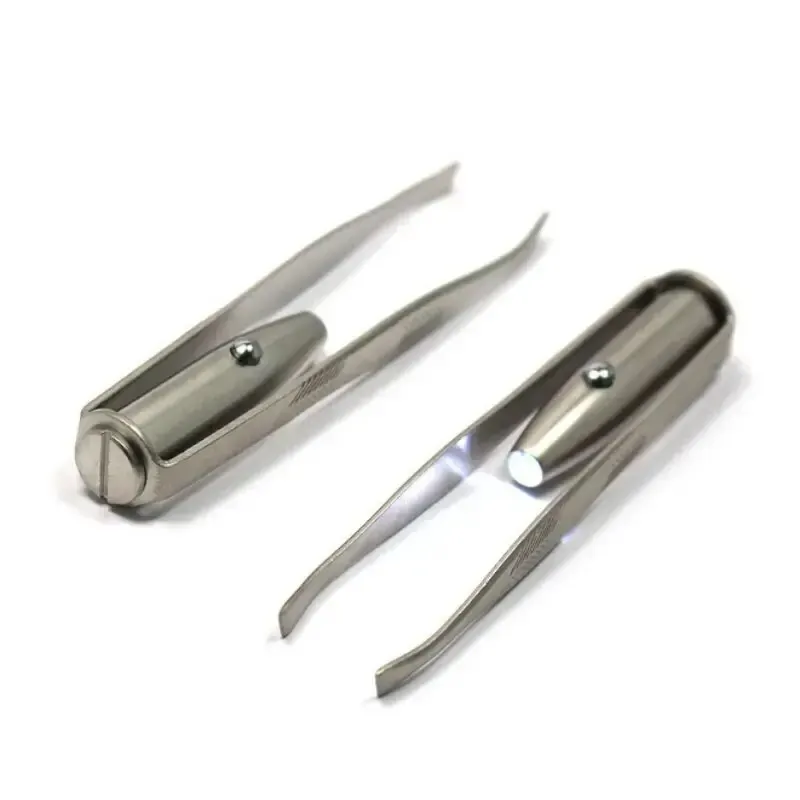 Stainless Steel Precision Eyebrow Tweezers with LED Light - Image 6
