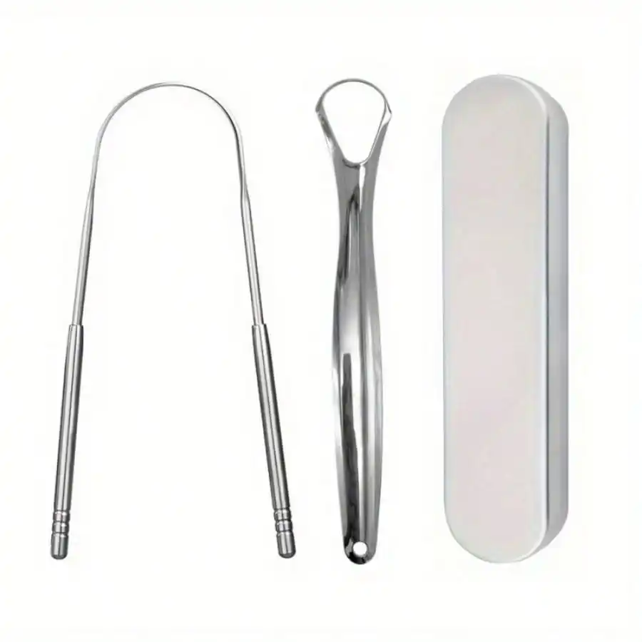 Stainless Steel Tongue Scraper Set with Storage Box