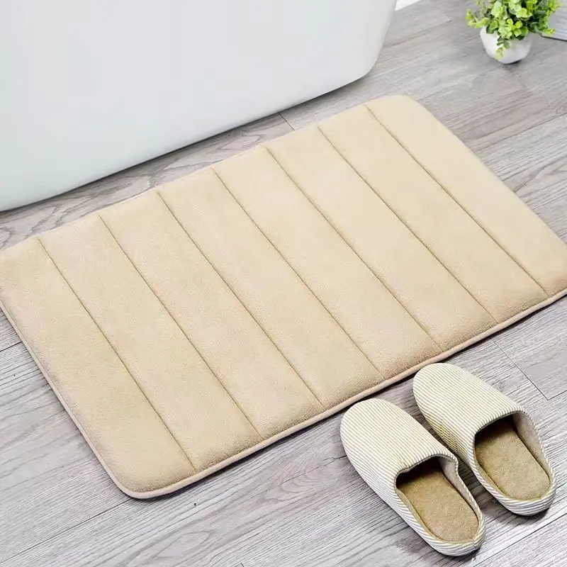 Super Absorbent Striped Coral Velvet Bathroom Floor Mat - Image 12