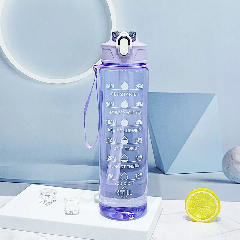 Time-Marked Sports Water Bottle with Straw - Image 19