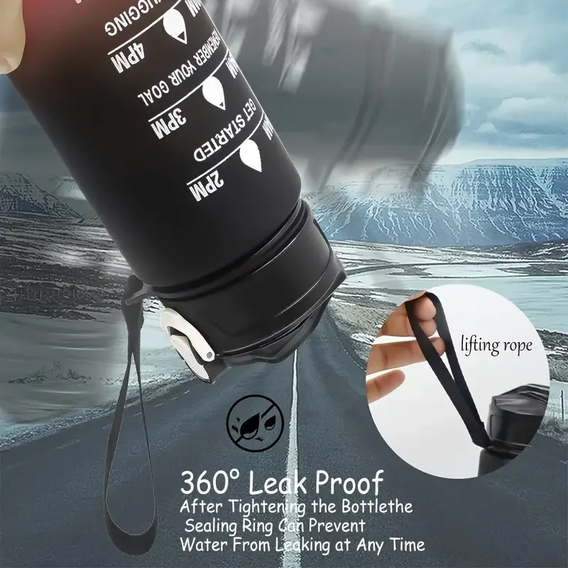 Time-Marked Sports Water Bottle with Straw - Image 2
