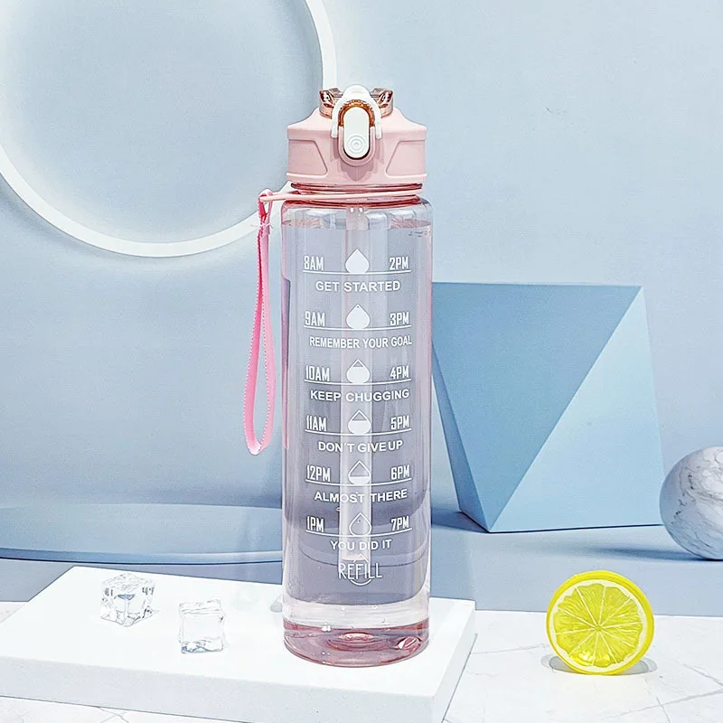 Time-Marked Sports Water Bottle with Straw - Image 20