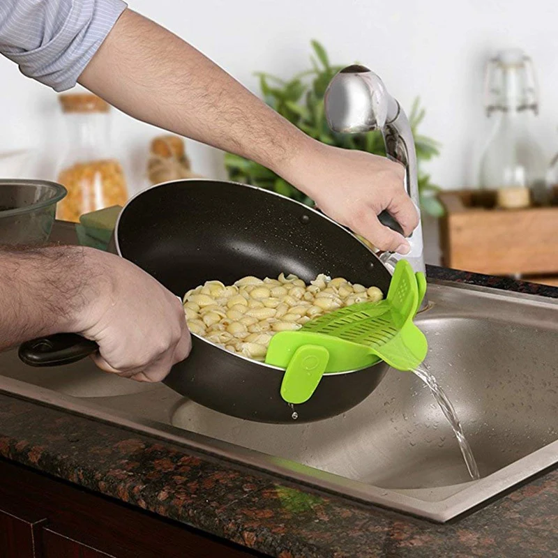 Universal Anti-Slip Silicone Clip-on Pan Pot Strainer - Image 3