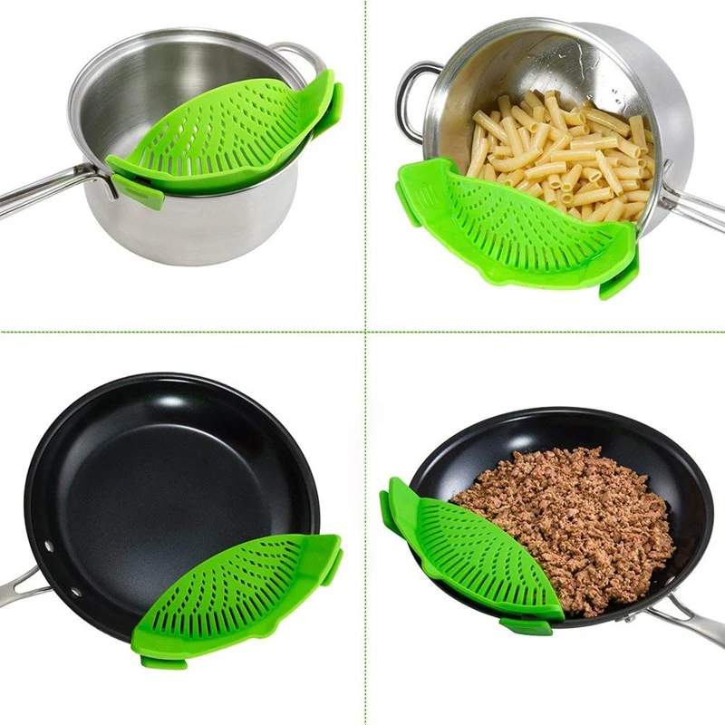 Universal Anti-Slip Silicone Clip-on Pan Pot Strainer - Image 5