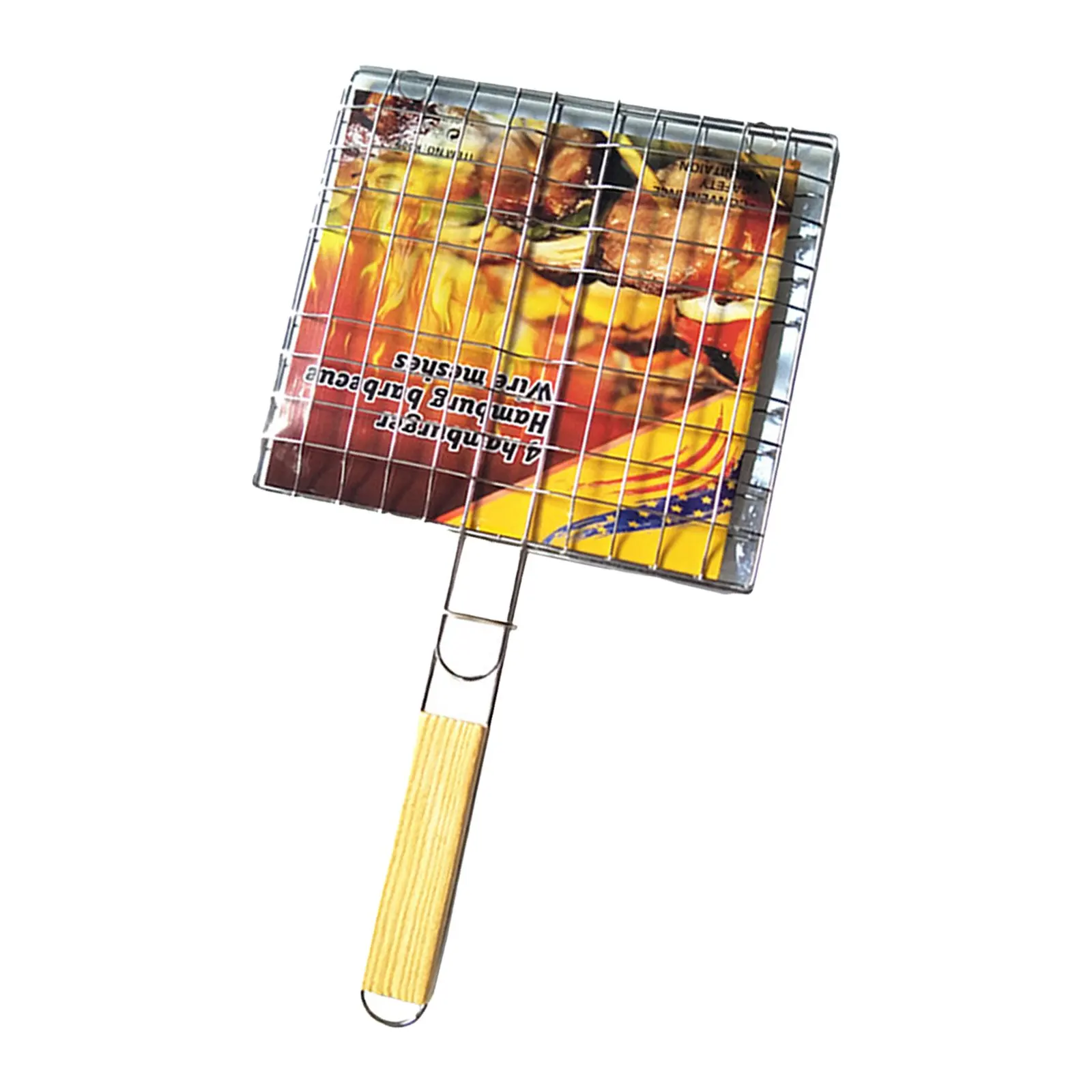 Wooden Handle Outdoor BBQ Grill Basket