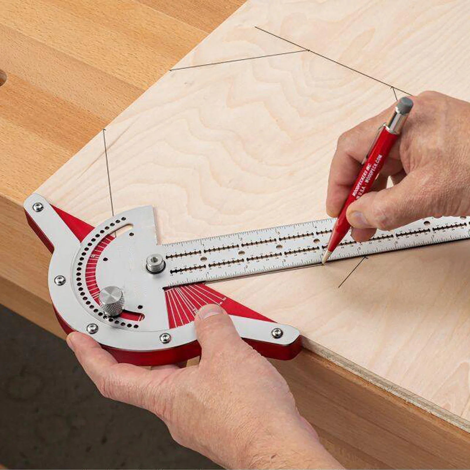 Woodworkers Edge Ruler Protractor Angle Protractor Two Arm Woodworking Ruler Measure Instruments Carpentry Tools - Image 3